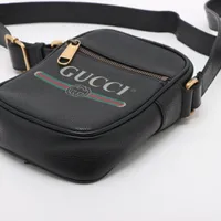 Gucci Logo Print Leather Shoulder bag Black 574803 A4543657｜Pre