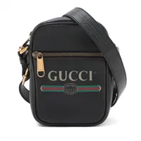 GUCCI ショルダーバッグ レザー ブラック ロゴプリント 574803 Gucci Logo Print Leather Shoulder bag Black 574803 A4543657｜Pre