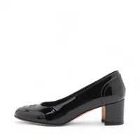 シャネル ココマーク デニム×レザー パンプス 38C レディース グレー