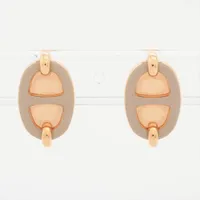 エルメス ピアス(両耳用) メタル×レザー ブラック×シルバー メドール