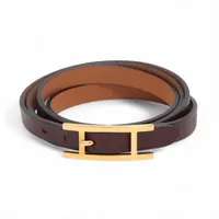 エルメス セリエ ルーピング ブレスレット レザー×メタル ブラック