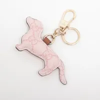 グッチ ドッグ シェイプ バッグチャーム チャーム GP×PVC ピンク