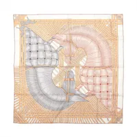 エルメス カレ90 MASAN＆MASAN スカーフ シルク ベージュ ZZ028134