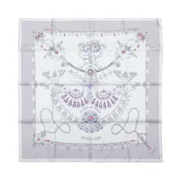 エルメス カレ90 H.d'Origny 花咲く馬 スカーフ シルク グレー