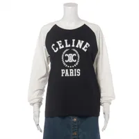セリーヌ トリオンフ コットン ロングTシャツ S レディース ブラック