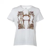 エルメス 24SS コットン Tシャツ 38 レディース ホワイト×ブラウン 46