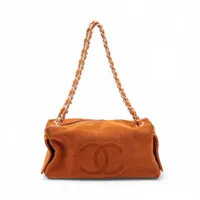 Chanel オレンジ スエード ショルダーバッグ シャネル ココマーク スエード×ラムスキン チェーンショルダーバッグ