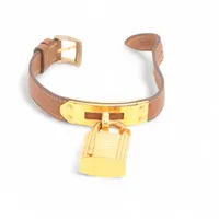 HERMES エルメスANNEE ARBRE 1998カデナレザー ブレスレット エルメス ANNEE ARBRE 1998 樹液 カデナ ブレスレット GP×革 ゴールド