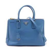 PRADA⭐プラダ⭐サフィアーノ⭐ガリレア⭐レザーハンドバッグ 青 保存袋 プラダ サフィアーノ レザー 2WAYハンドバッグ ブルー AP164850｜中古