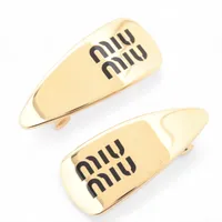 Miu Miu Logo Hair Slide GP gold×black 5IF173 2 piece set A4581531