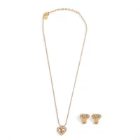 ▲美品 Dior ディオール ネックレス イヤリング セット ラインストーン ディオール Diorロゴ ネックレス GP×ラインストーン ゴールド