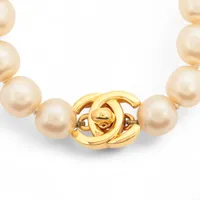 CHANEL パール ゴールド ネックレス シャネル ココマーク ターンロック 96P ネックレス GP×フェイクパール