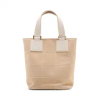 シャネル チョコバー キャンバス ハンドバッグ ベージュ ゴールド金具