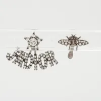 クリスチャンディオール ロゴ ピアス(両耳用) メタル×ラインストーン