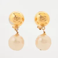 シャネル ココマーク 93A イヤリング(両耳用) GP×フェイクパール