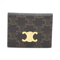 CELINE セリーヌ トリオンフ レザー ケース ダーク ブラウン 箱 セリーヌ トリオンフ レザー カードケース ブラウン A4593387｜中古