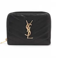 ✨未使用 YSL サンローラン ケース✨ラウンドジップ 黒 レザー サンローラン YSLロゴ 685647 レザー キーケース ブラック A3362715