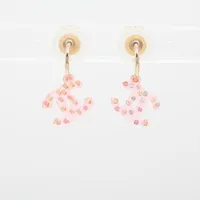 ミュウミュウ ロゴ ヘアクリップ GP×レジン×ラインストーン ピンク