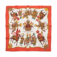 エルメス カレ45 Les Capucines 金蓮花 スカーフ シルク ピンク