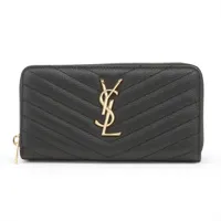 サンローラン モノグラム YSL レザー ラウンドジップウォレット