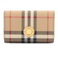 【美品】未使用に近い保護フィルム付き BURBERRY ノバチェック　レザー バーバリー ノバチェック PVC×レザー コンパクトウォレット ベージュ
