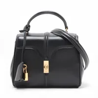 セリーヌ 16セーズ ミニ レザー 2WAYハンドバッグ ブラック A3671908