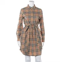 【美品】 バーバリー シャツワンピース ノバチェック S相当 ベージュ y2k バーバリー ノバチェック ティッシ期 コットン×ポリウレタン シャツ