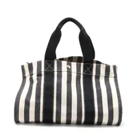 エルメス カンヌMM キャンバス ブラック×ホワイト シルバー金具