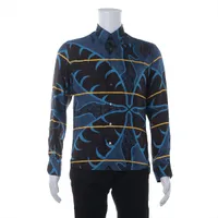 17SS新品・激レア チャップマンブラザーズコラボ  シルク長袖シャツ サイズM ヴィトン 17SS シルク シャツ S メンズ ブルー×ブラウン RM171