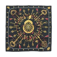 エルメス カレ55 Les Mustangs Bandana 野生馬 スカーフ シルク グレー