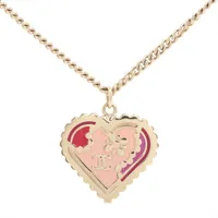 CHANEL ココマーク No.5 ハート ネックレス シャネル ココマーク ハート 05P ネックレス GP ゴールド×ピンク