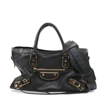 Balenciaga Classic City Leather 2 Way Handbag Black 431621 Mirror