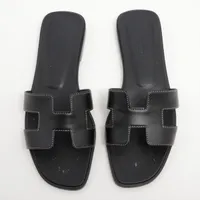 エルメス オラン レザー サンダル 37 レディース ブラック 021056Z