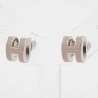 エルメス ミニポップアッシュH ピアス(両耳用) GP シルバー×マロン
