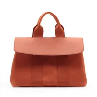 エルメス ヴァルパライソPM トワルシェブロン×レザー オレンジ シルバー金具