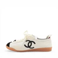 Chanel Coco Mark Leather Sneakers 37 Ladies' White x black G47125