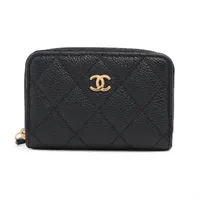 Chanel Matelasse Caviar Skin Coin Purse Purple Gold Metal Fittings 