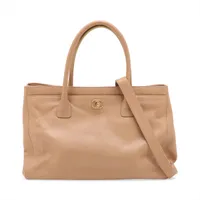 シャネル エグゼクティブ レザー トートバッグ ピンク シルバー金具 20