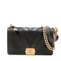 Chanel BOY CHANEL 25 Leather Chain Shoulder Bag V Stitch Chevron
