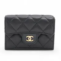 シャネル CHANEL マトラッセ キャビアスキン キーケース 6連 シャネル マトラッセ キャビアスキン キーケース ブラック ゴールド