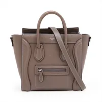 Celine Luggage Nano shopper Leather 2 Way Handbag Greige A4684891