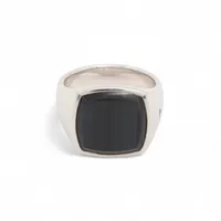 Tom Wood Cushion Ring 58 925 x stone 14.5g silver x black A4687446