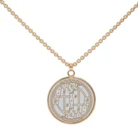エルメス メダイユ カドリージュGM ネックレス GP ゴールド×ホワイト