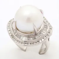 ノンブランド パール ダイヤ リング Pt900 14.0mm