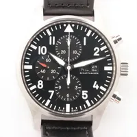 IWC パイロットウォッチ クロノグラフ IW377709 SS×革 AT 黒文字盤 Ａランク