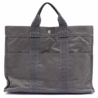 エルメス エールラインGM キャンバス トートバッグ ブラック シルバー金具