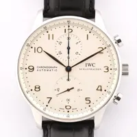 IWC ポルトギーゼ クロノグラフ SS×革 AT 白文字盤 ＡＢランク