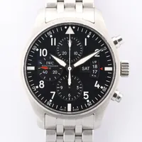 IWC パイロットウォッチ クロノグラフ IW377704 SS AT 黒文字盤 Ａランク