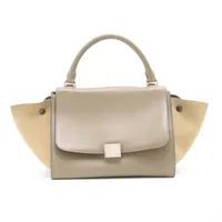 セリーヌ トラペーズ スエード×レザー 2WAYハンドバッグ グレー