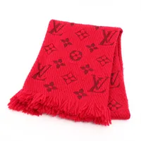 ルイ・ヴィトン エシャルプ ロゴマニア M72432 ウール×シルク マフラー レッド